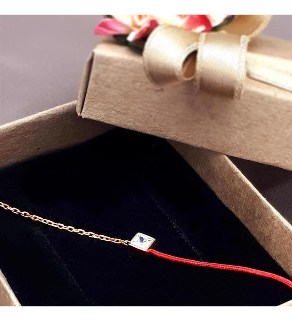 Zirkon Taşlı İpli Gümüş Bileklik