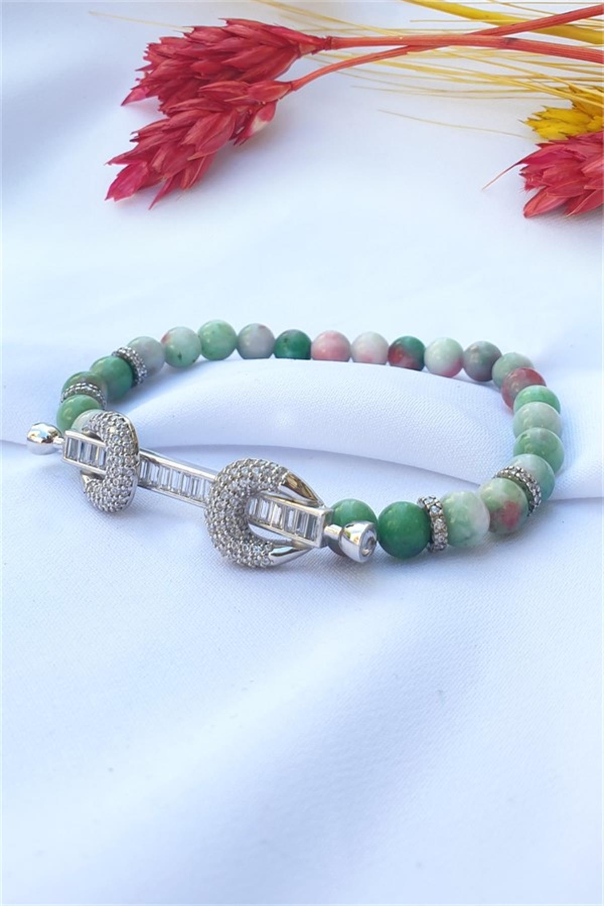 Zirkon Ve Doğal Taşlı Gümüş Bileklik