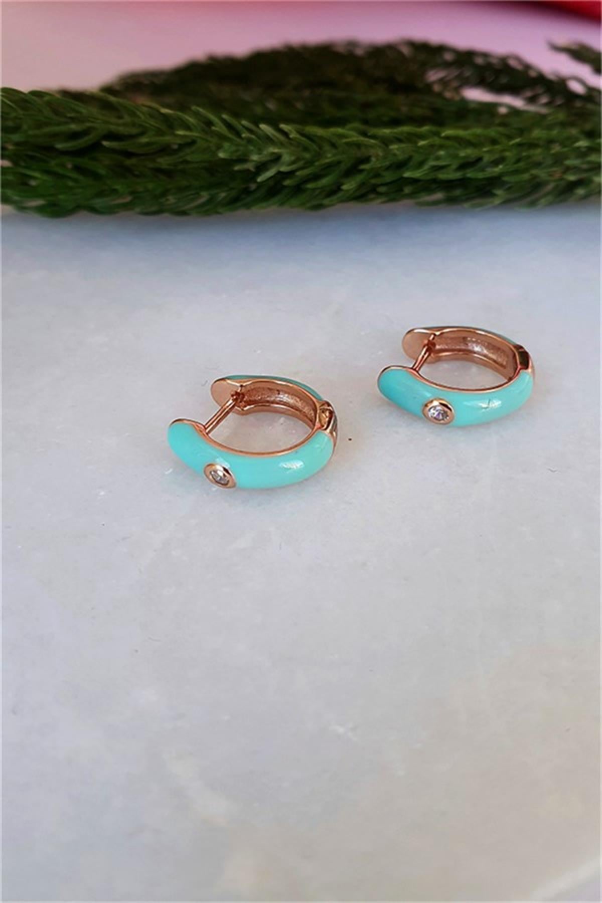 Gümüş Mineli Halka Küpe