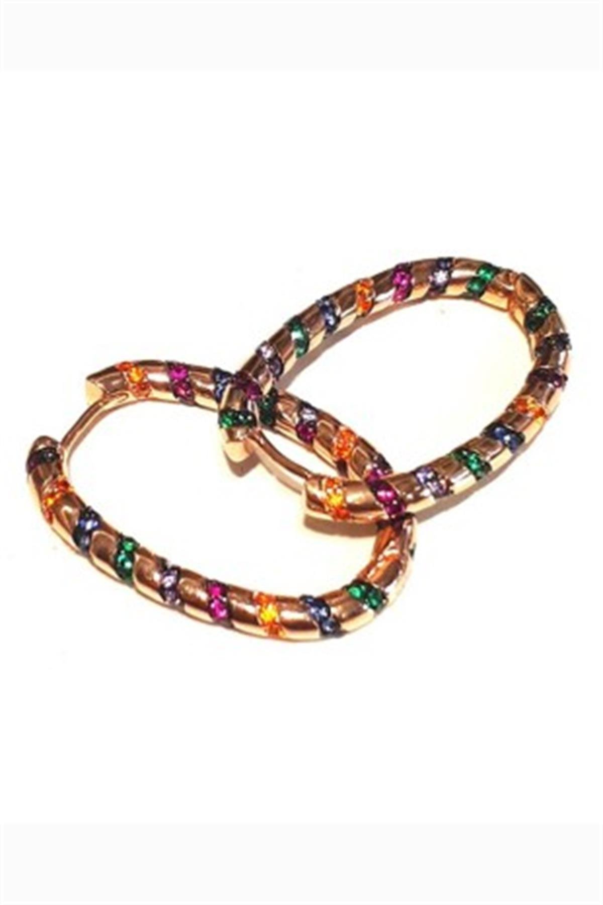 Gümüş Multicolour İthal  Halka Küpe