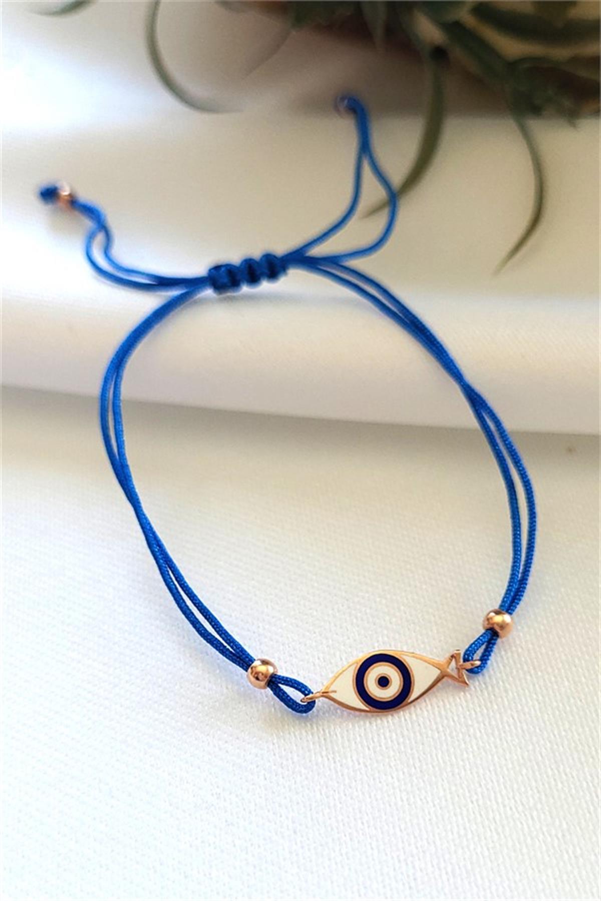 Mavi İpli Mineli Gümüş Bileklik
