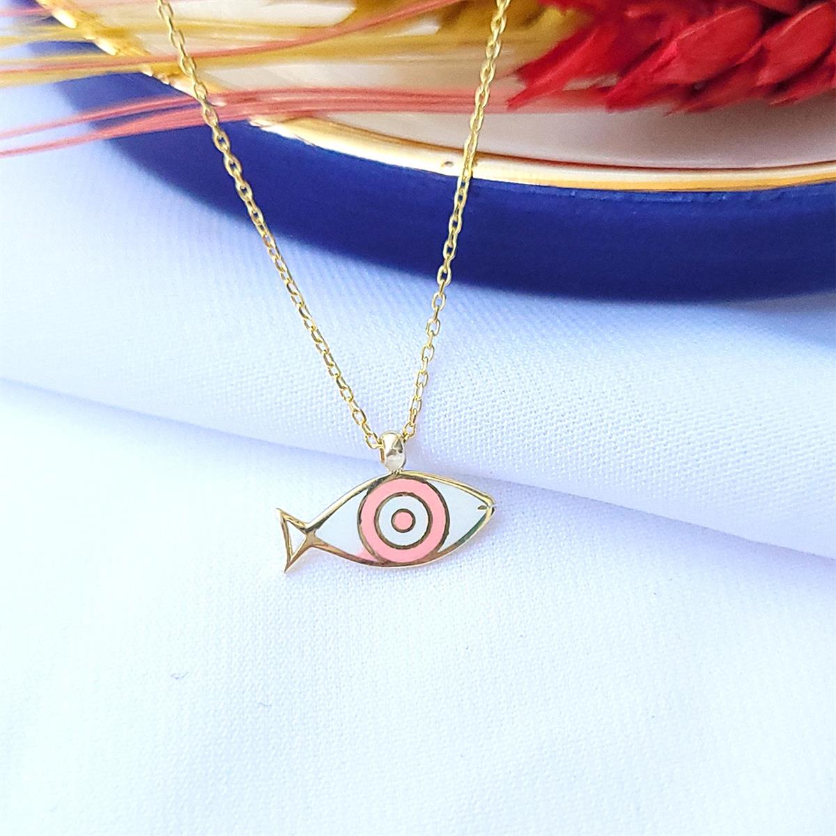 Mineli Balık Gümüş Kolye