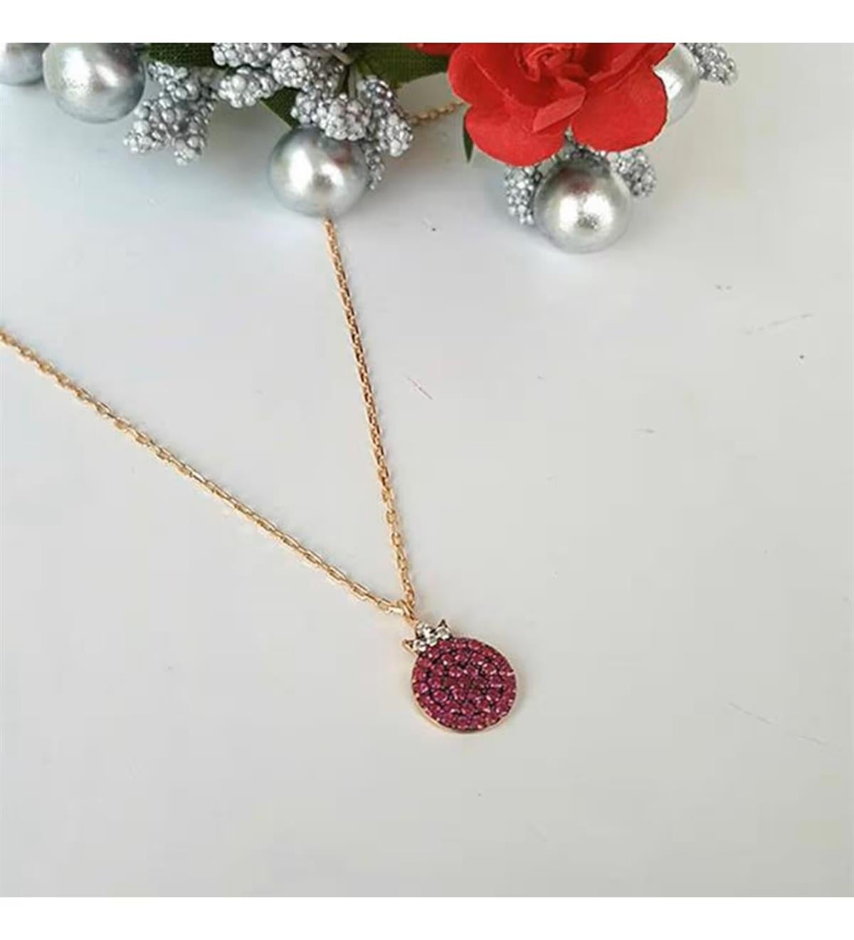 Minimal Gümüş Nar Kolye