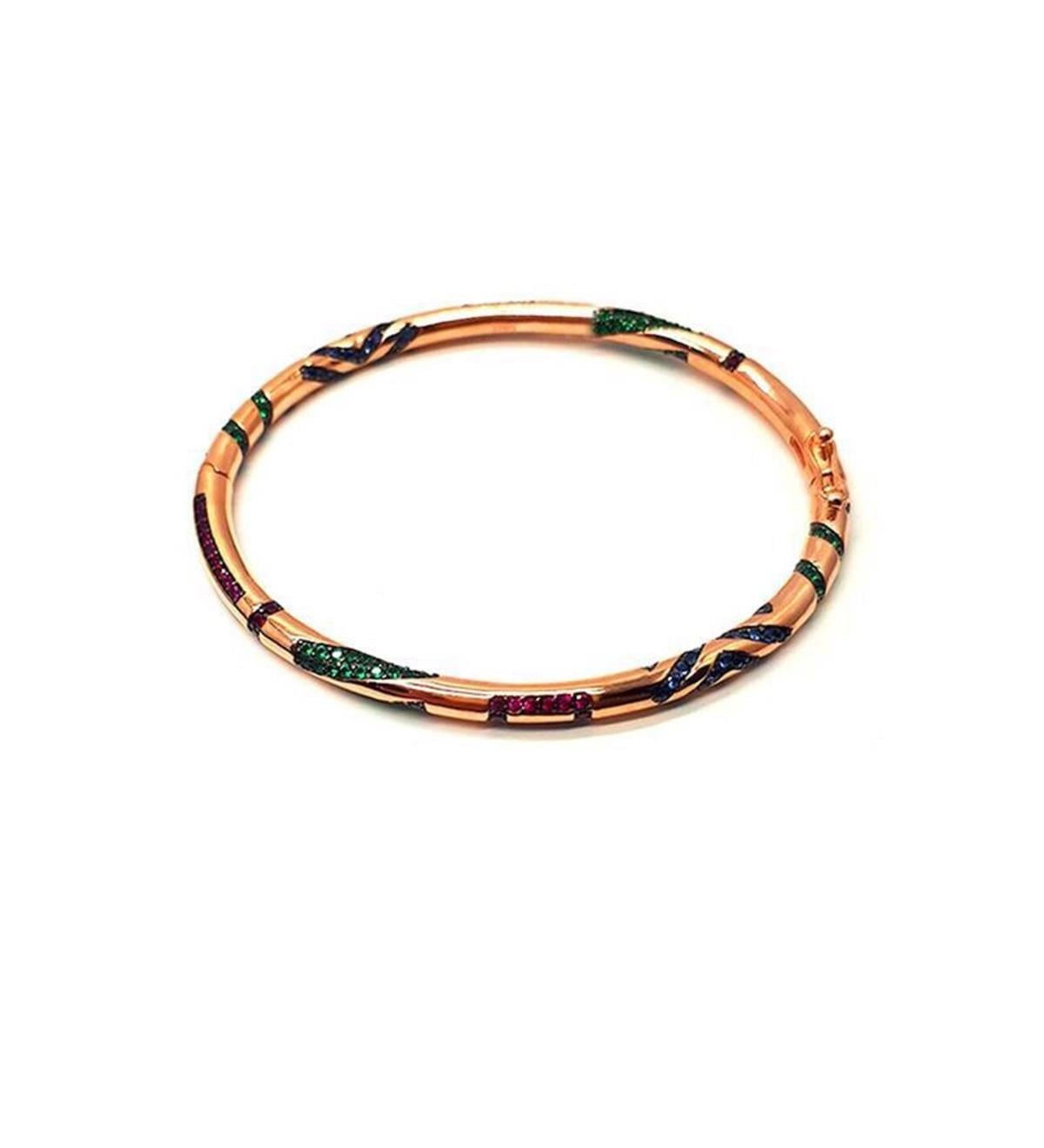 Multicolour Gümüş Kelepçe Bileklik
