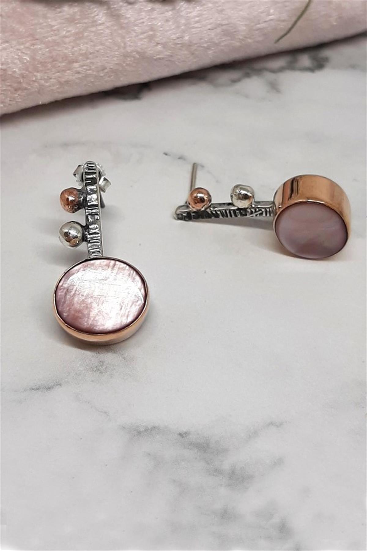 Otantik Sedef Taşlı Gümüş Küpe