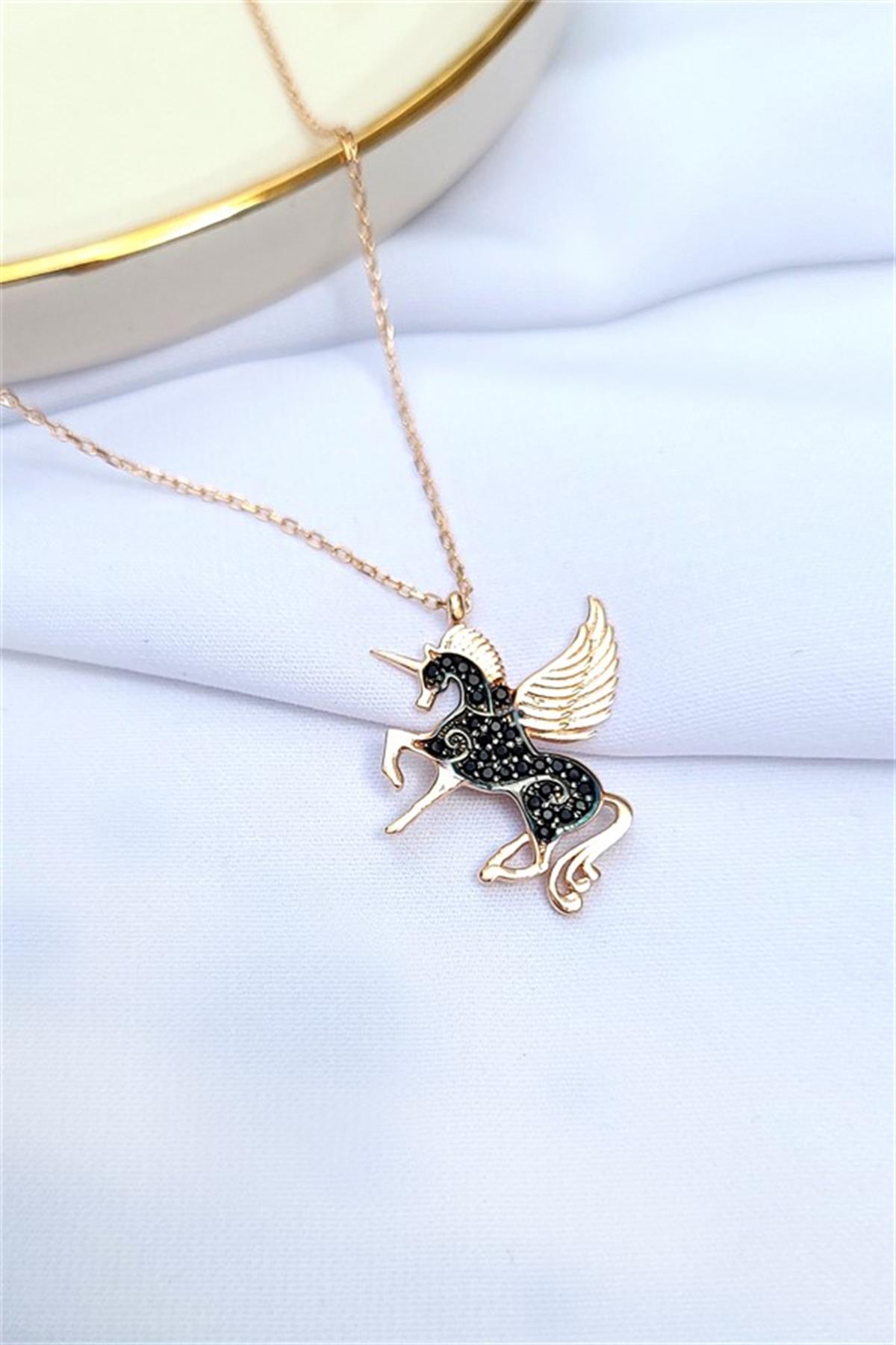 Pegasus Gümüş Rose Kolye