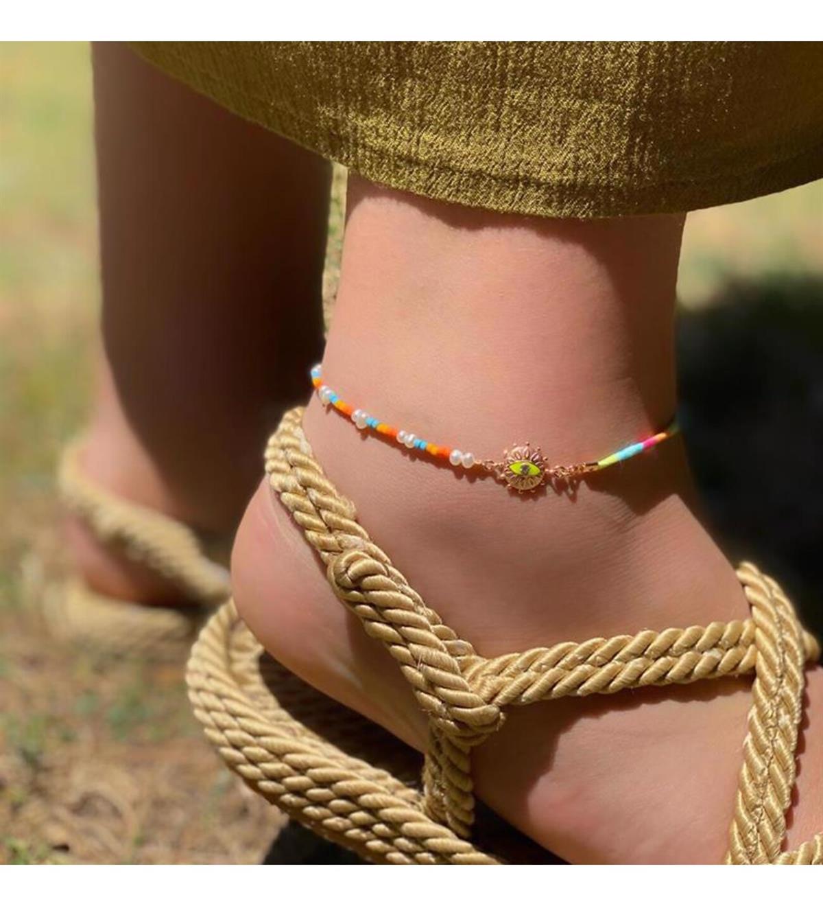 Renkli Göz Gümüş Halhal