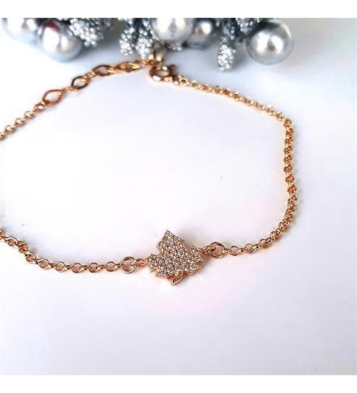 Taşlı Çınar Gümüş Bileklik