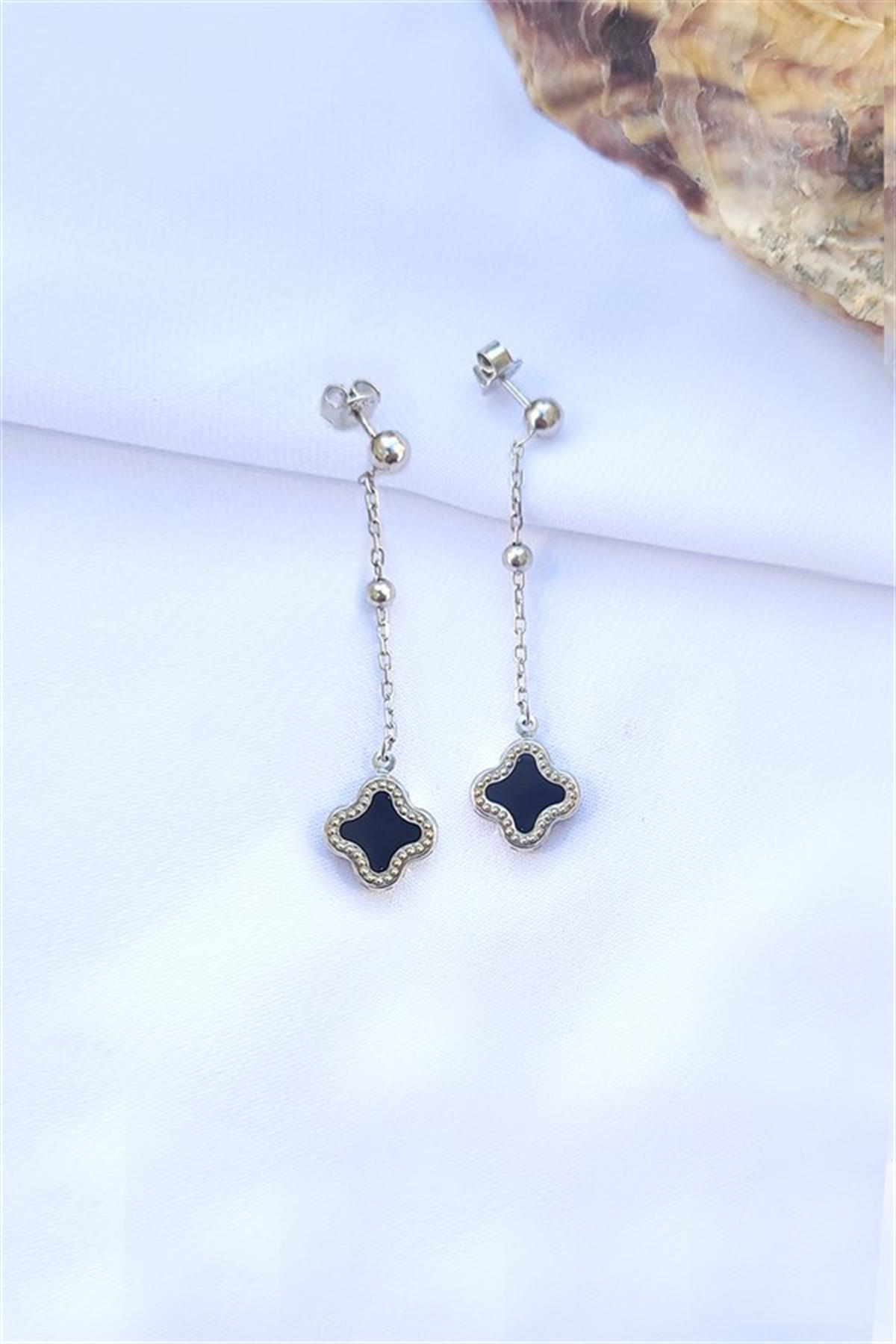 Toplu Sedefli Yonca Gümüş Küpe