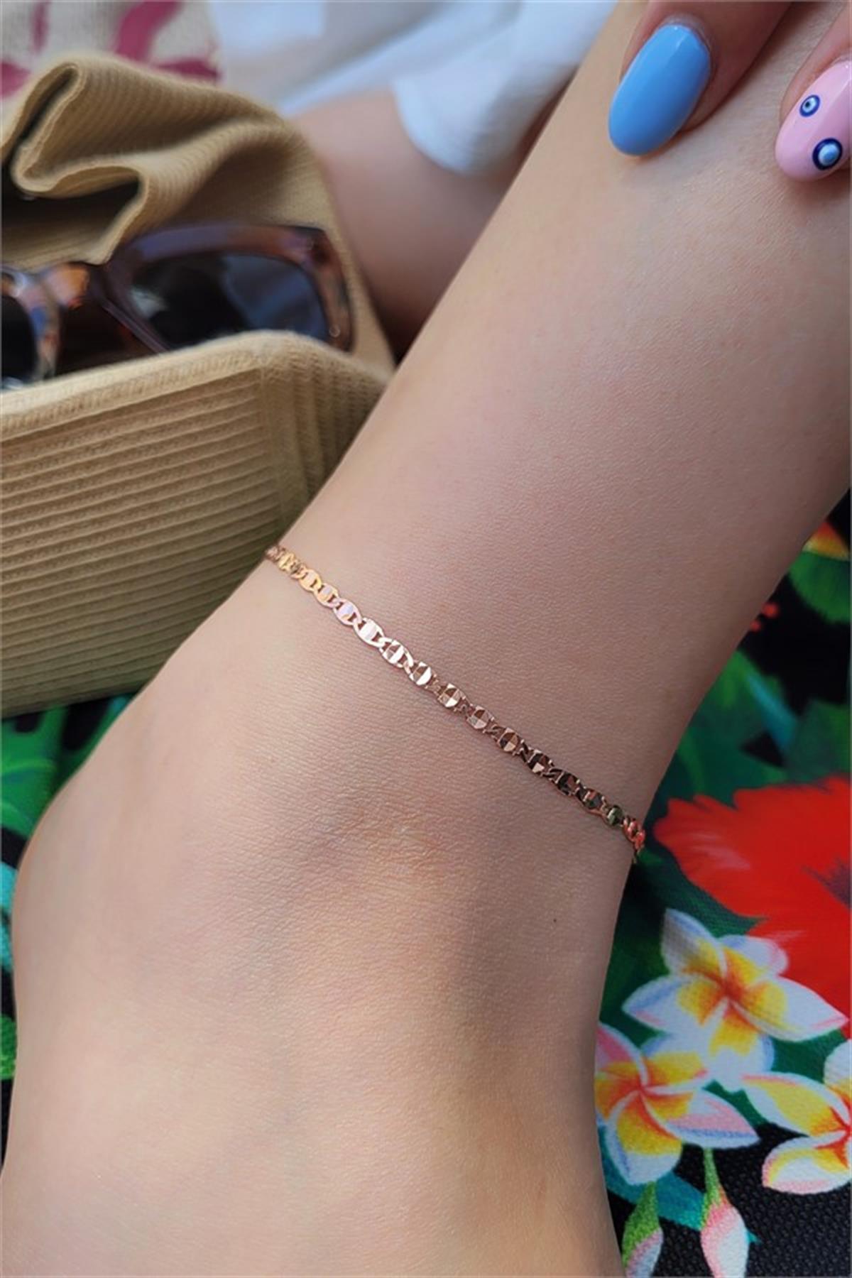 Zincir Detaylı Gümüş Halhal