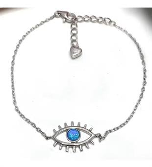 Opal Taşlı Göz Gümüş Bileklik