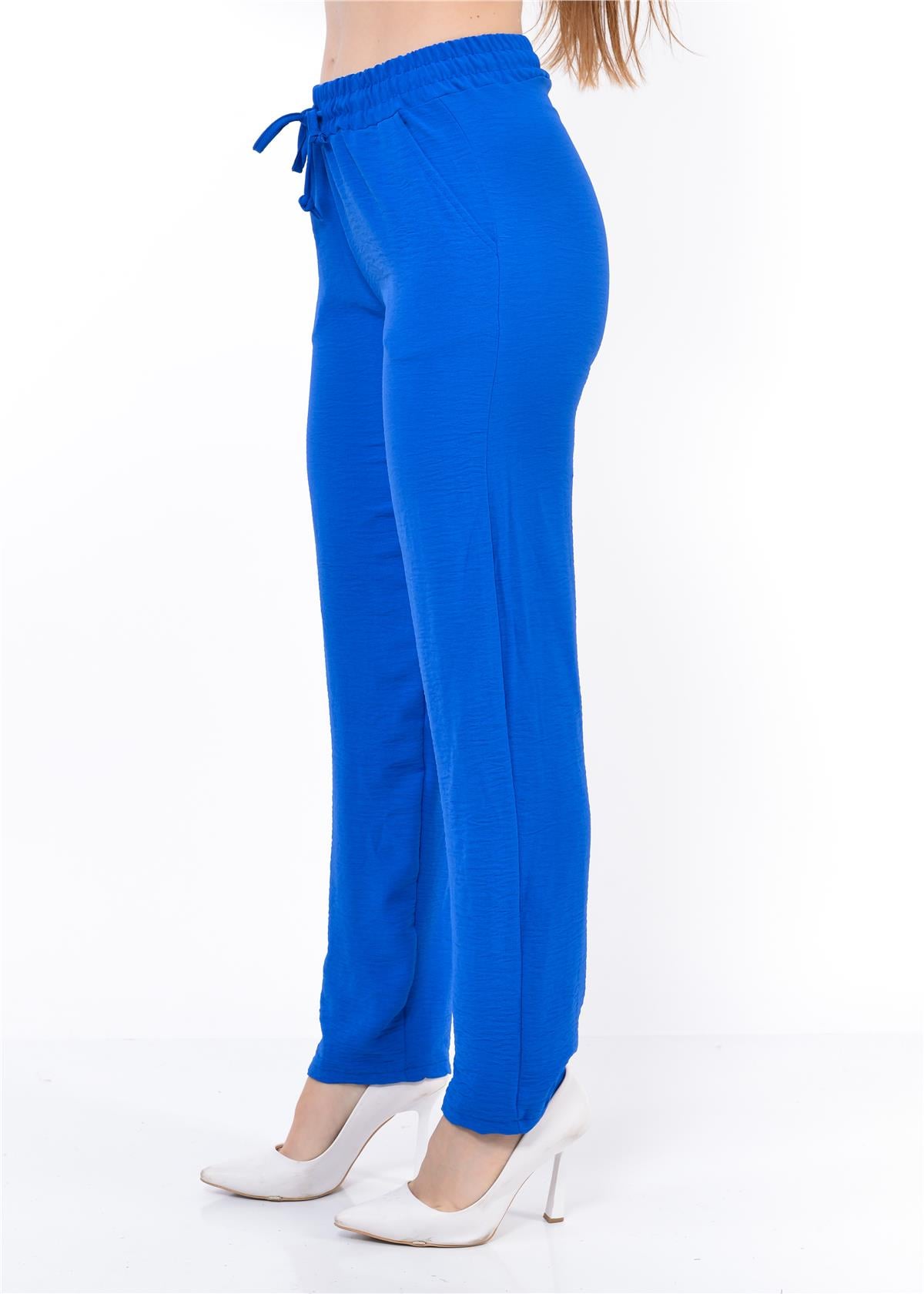 Kadın Beli Lastikli Aerobin Pantolon Saks