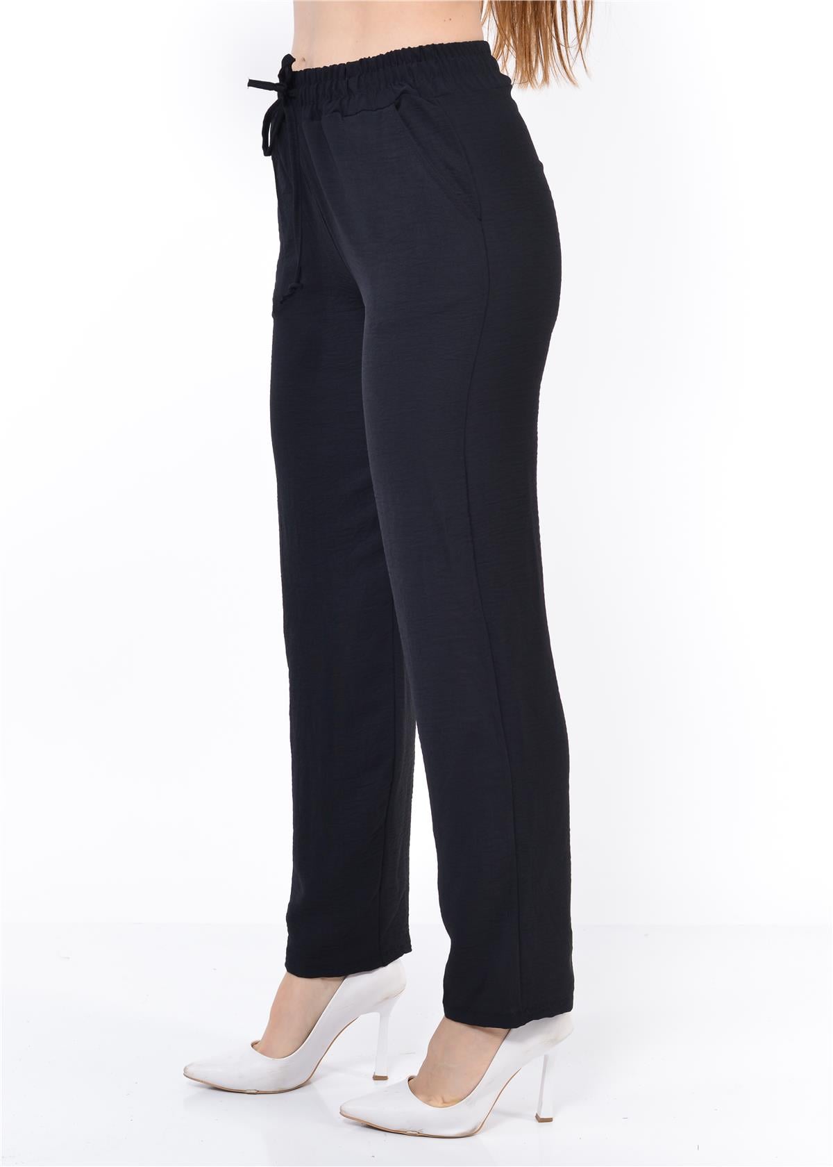 Kadın Beli Lastikli Aerobin Pantolon Siyah