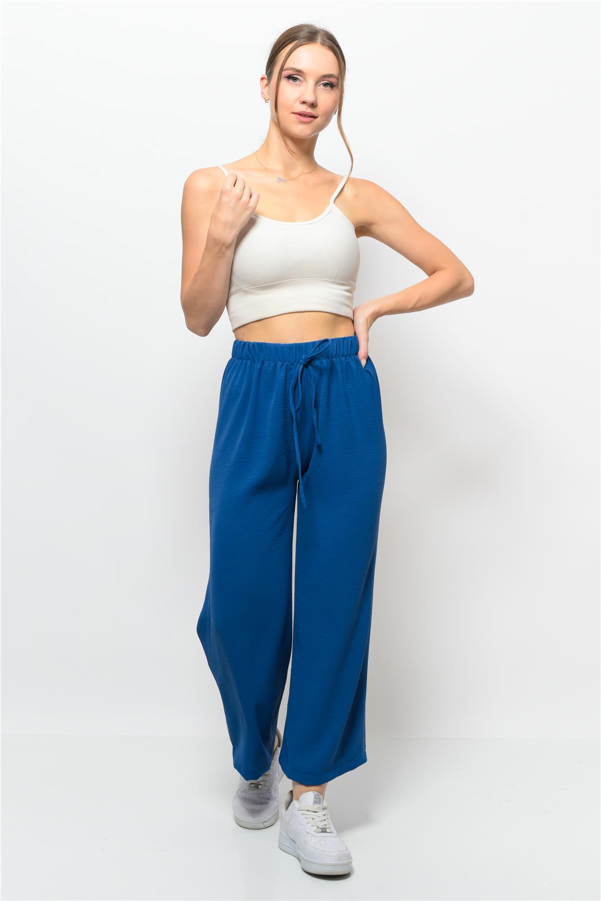 Kadın Aerobin Kumaş Palazzo Model Pantolon Lacivert