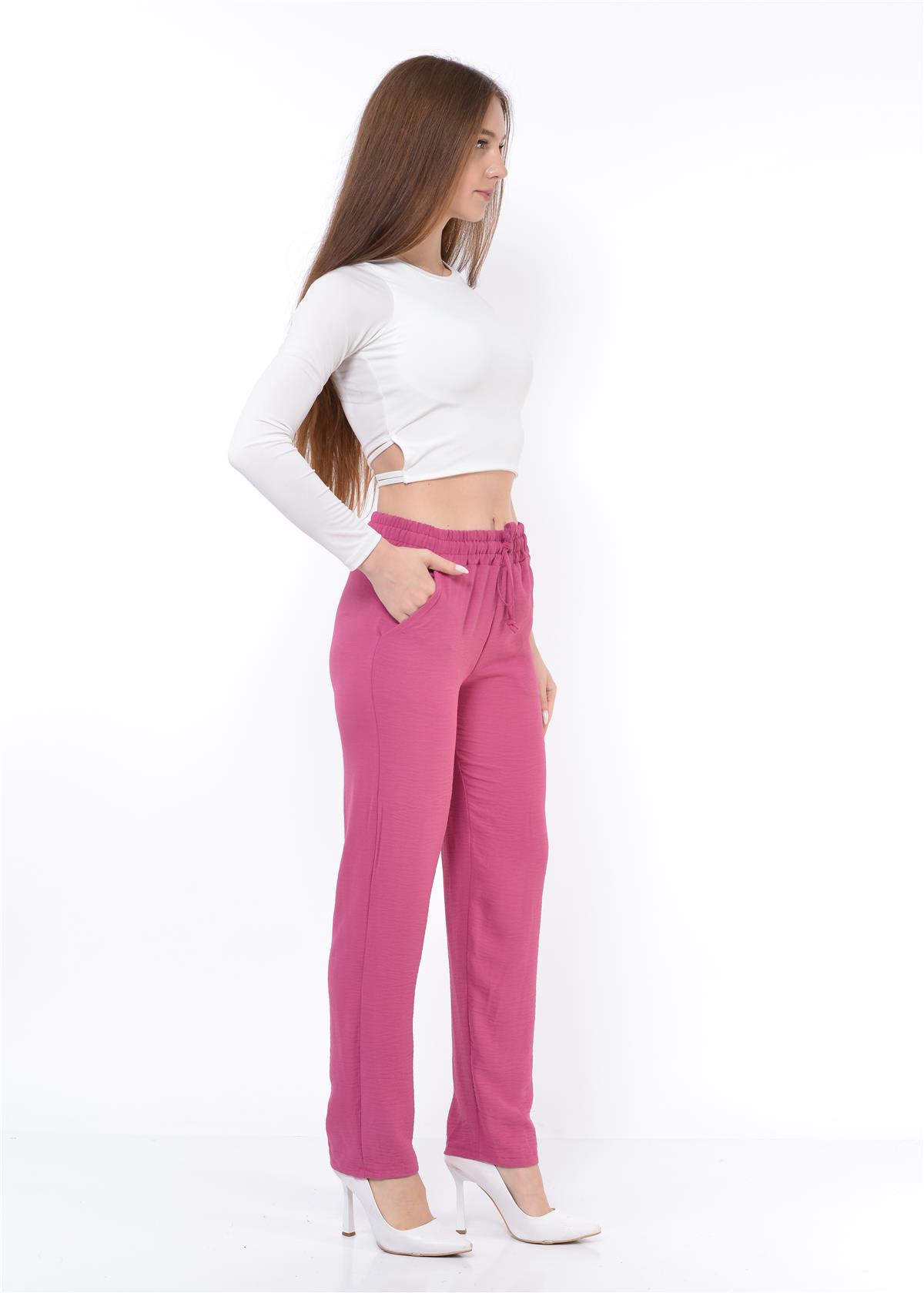 Kadın Beli Lastikli Aerobin Pantolon GülKurusu