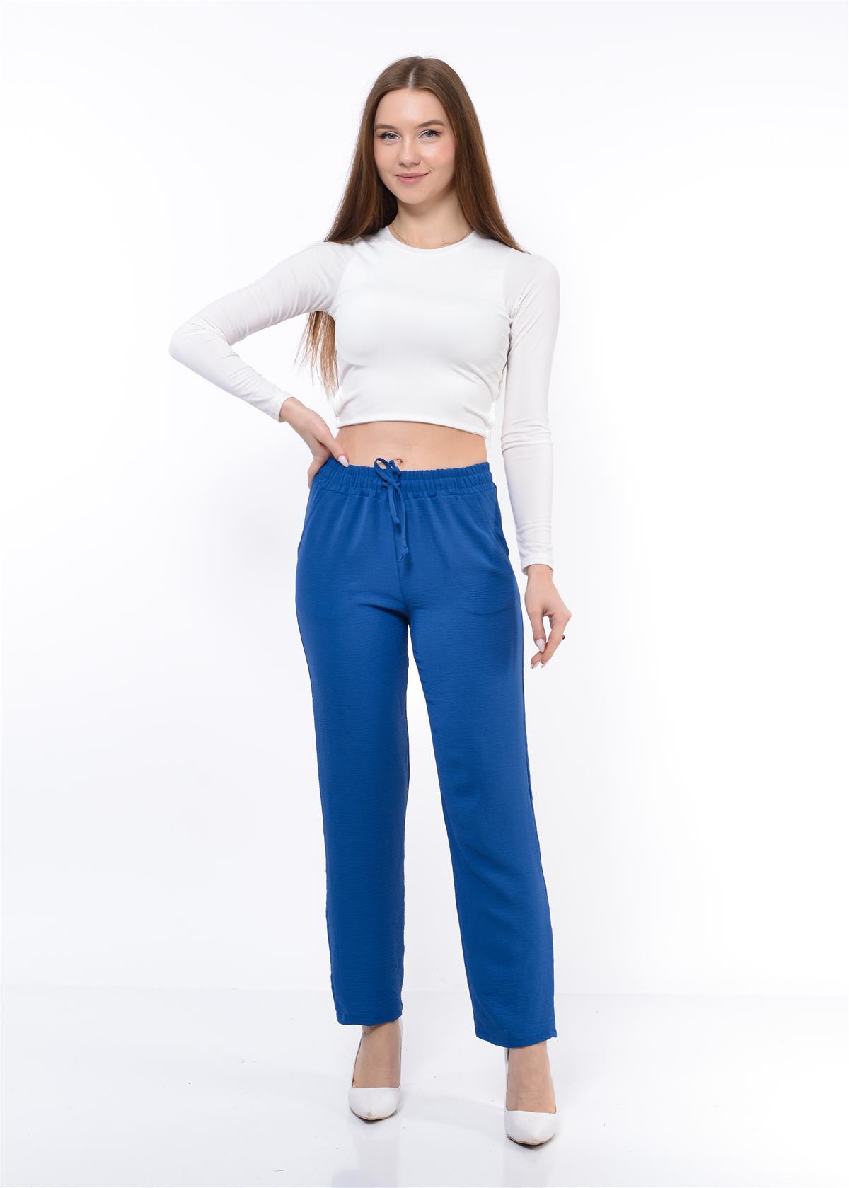 Kadın Beli Lastikli Aerobin Pantolon Mavi