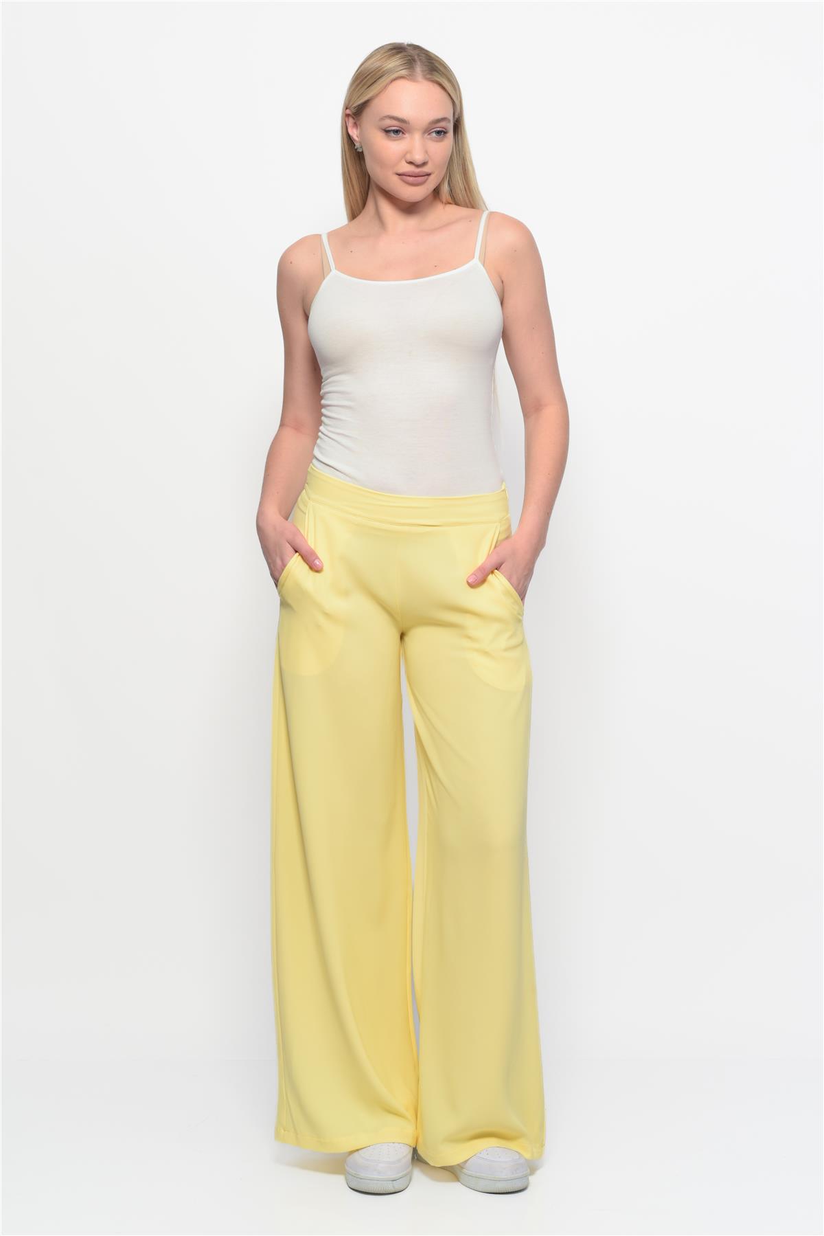 Klasik Bol Paça Cesika Pantolon Sarı