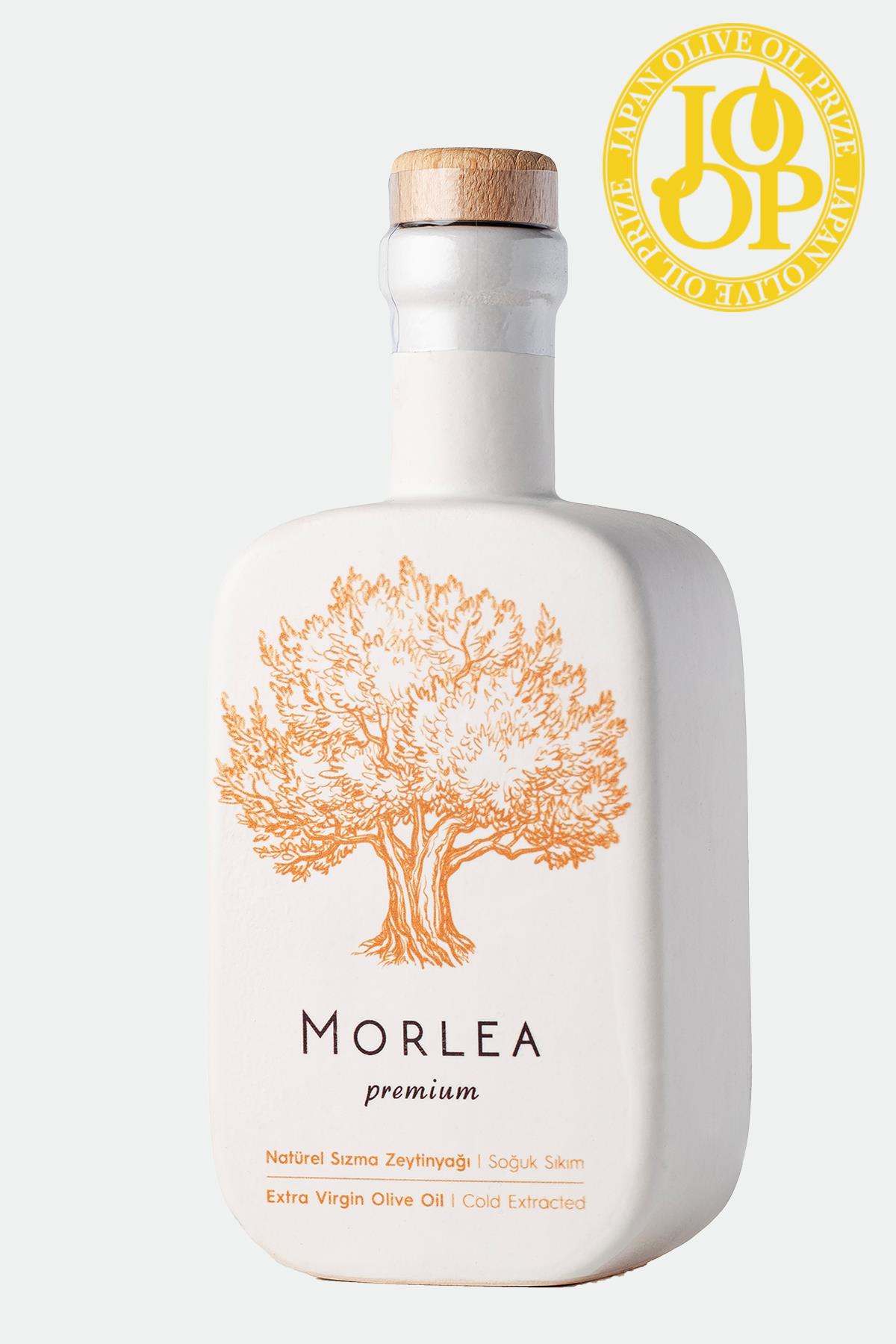 MORLEA Premium UV Baskı Seramik Şişeli Erken Hasat Soğuk Sıkım Naturel Sızma Zeytinyağı (470 ml)