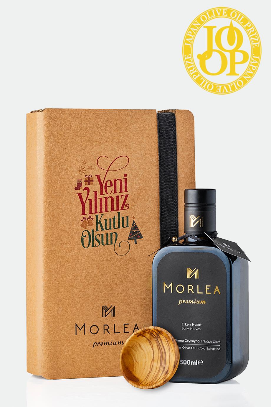 MORLEA Premium Yılbaşı Hediye Kutulu (Sos Tabaklı) Erken Hasat Soğuk Sıkım Naturel Sızma Zeytinyağı (500 Ml)