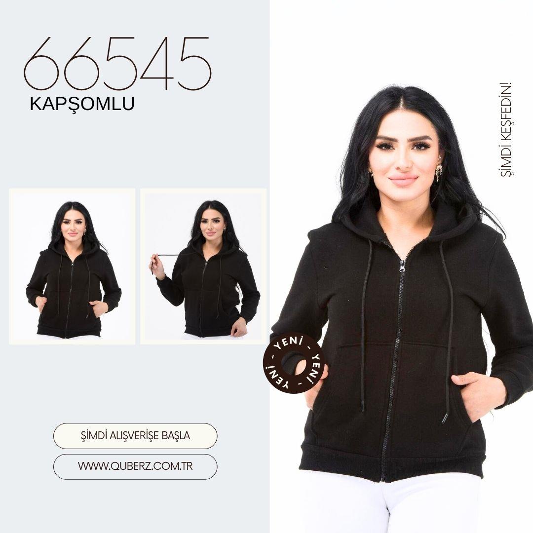 Siyah Fermuarlı Kapşonlu Kışlık Ceket