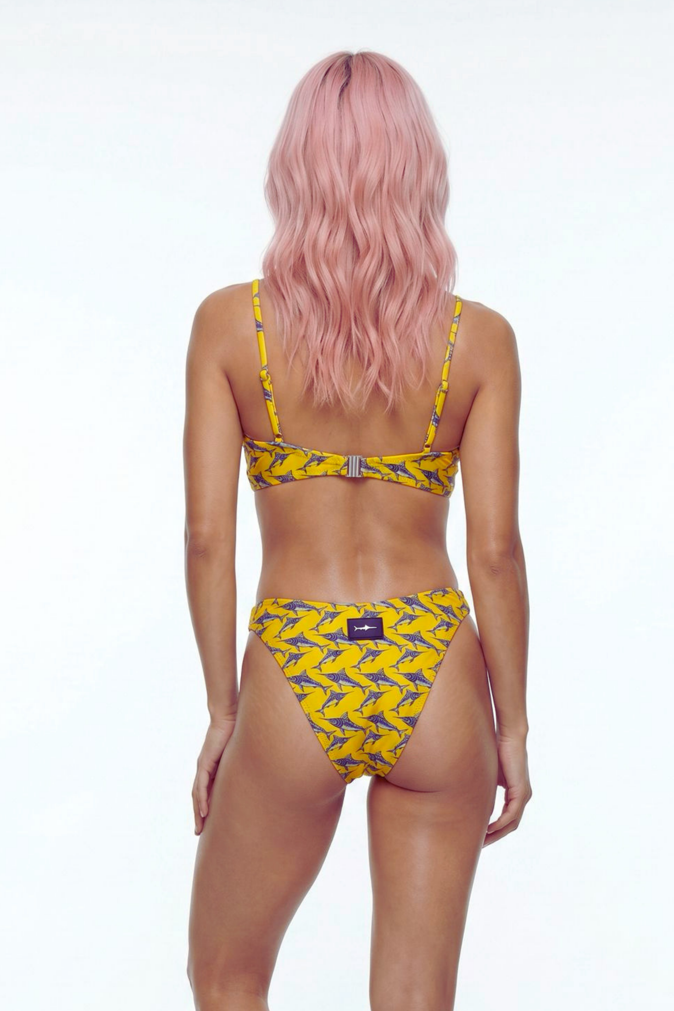 Akdeniz Gündoğumu ve Kılıç Balığı Desenli Premium Bandeau Bikini Set