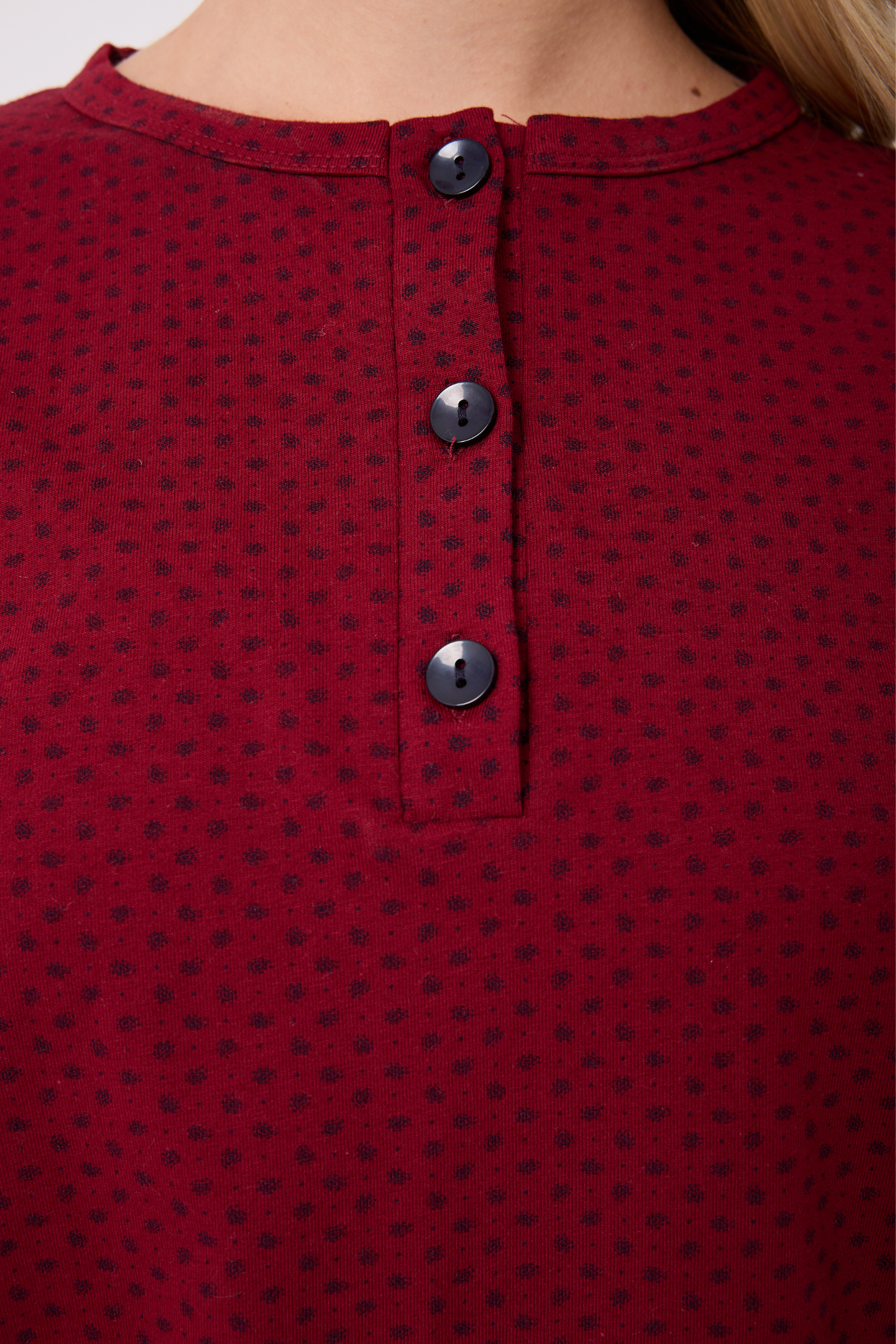 OCEAN RIPPLE™ Premium Örme Pamuk Uzun Kollu Henley & Uzun Pantolonlu Kadın Pijama Takımı