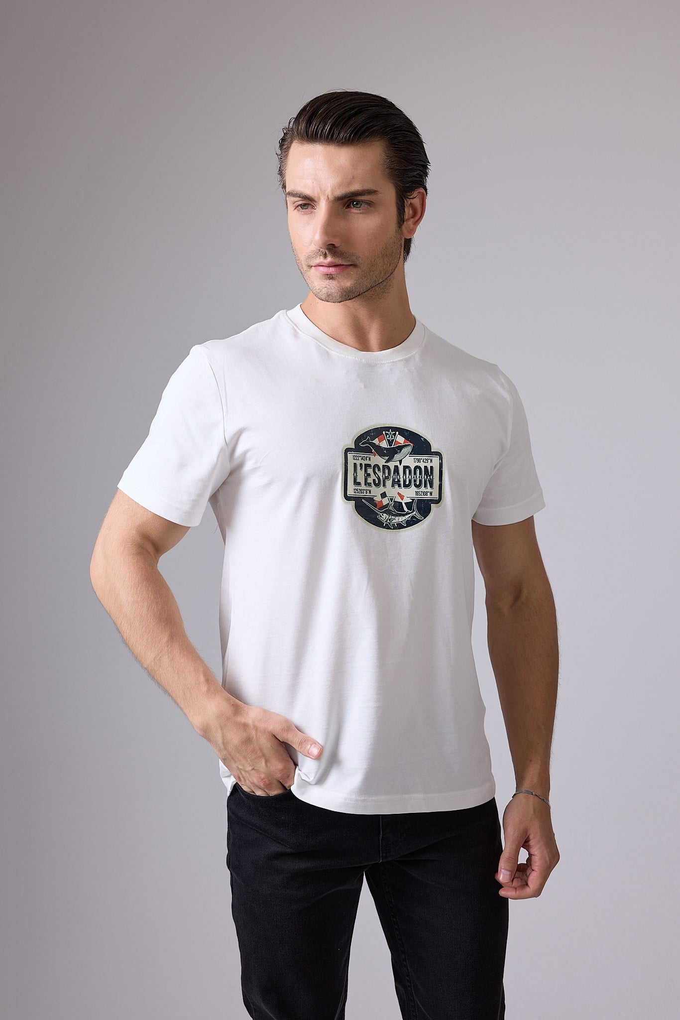 MARINE TEE™ Deniz Temalı Ribana Bisiklet Yaka Pamuk T-Shirt