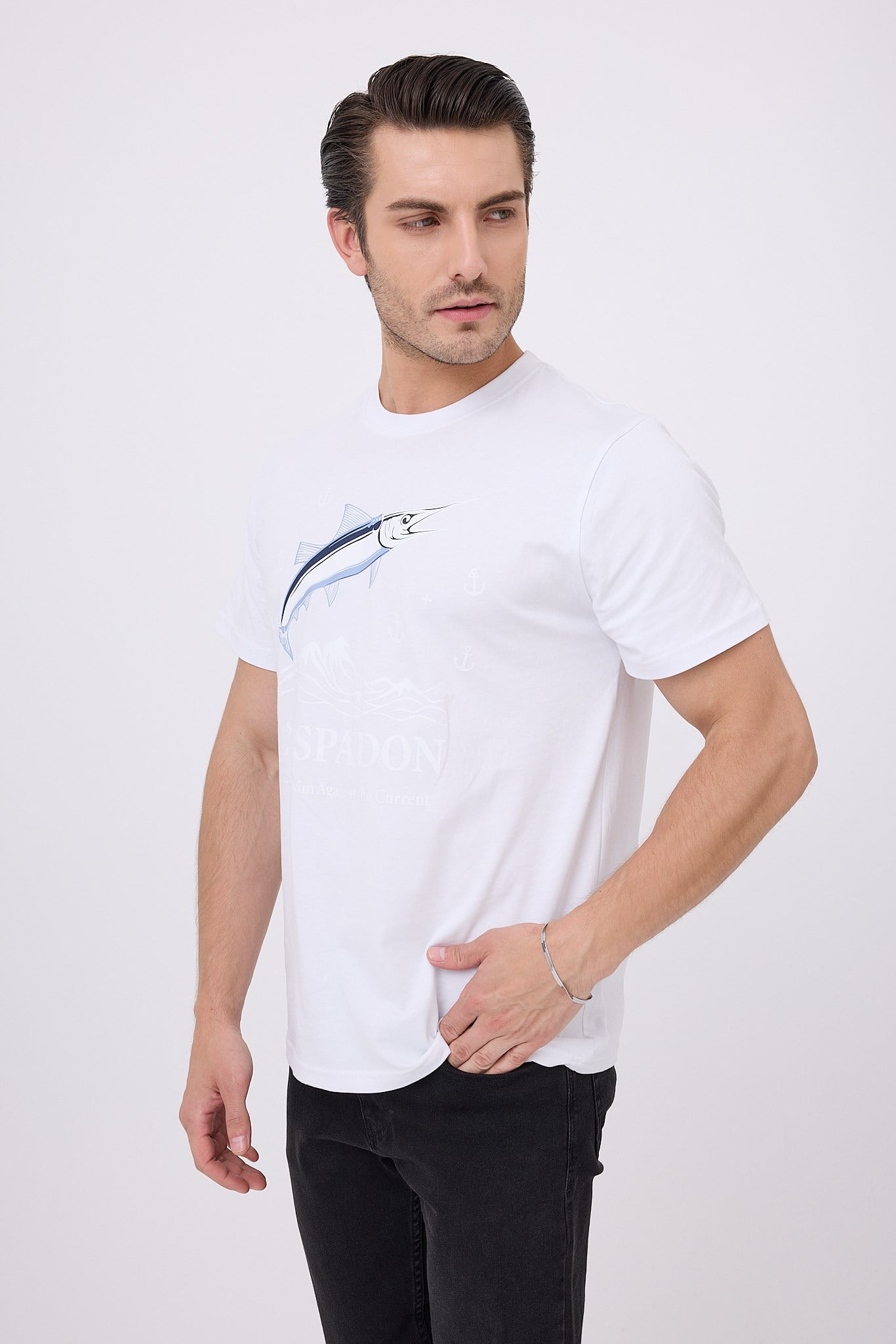 MARINE TEE™ Deniz Temalı Ribana Bisiklet Yaka Pamuk T-Shirt