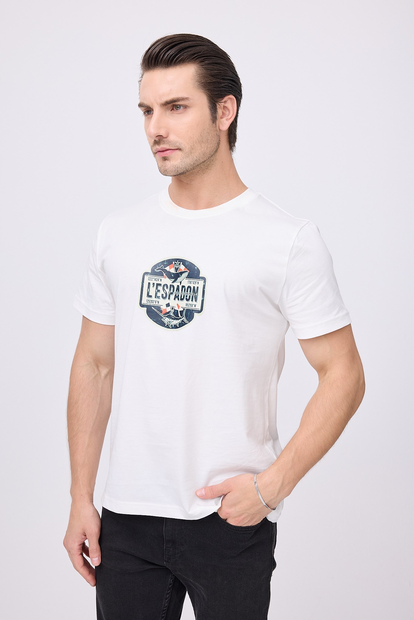 MARINE TEE™ Deniz Temalı Ribana Bisiklet Yaka Pamuk T-Shirt