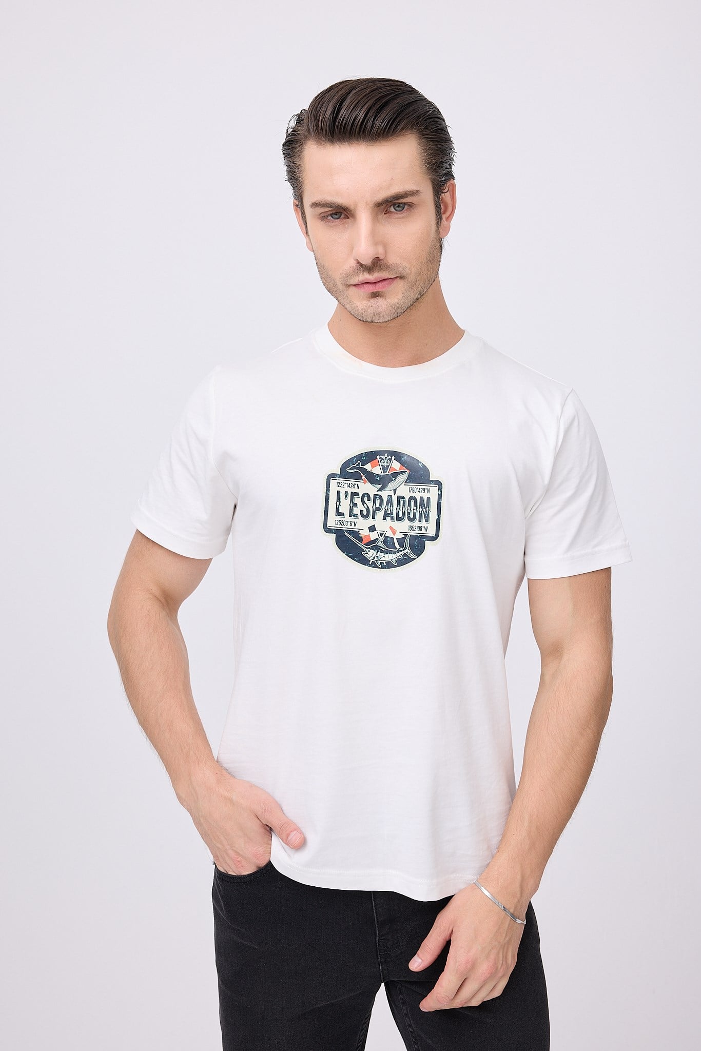 MARINE TEE™ Deniz Temalı Ribana Bisiklet Yaka Pamuk T-Shirt