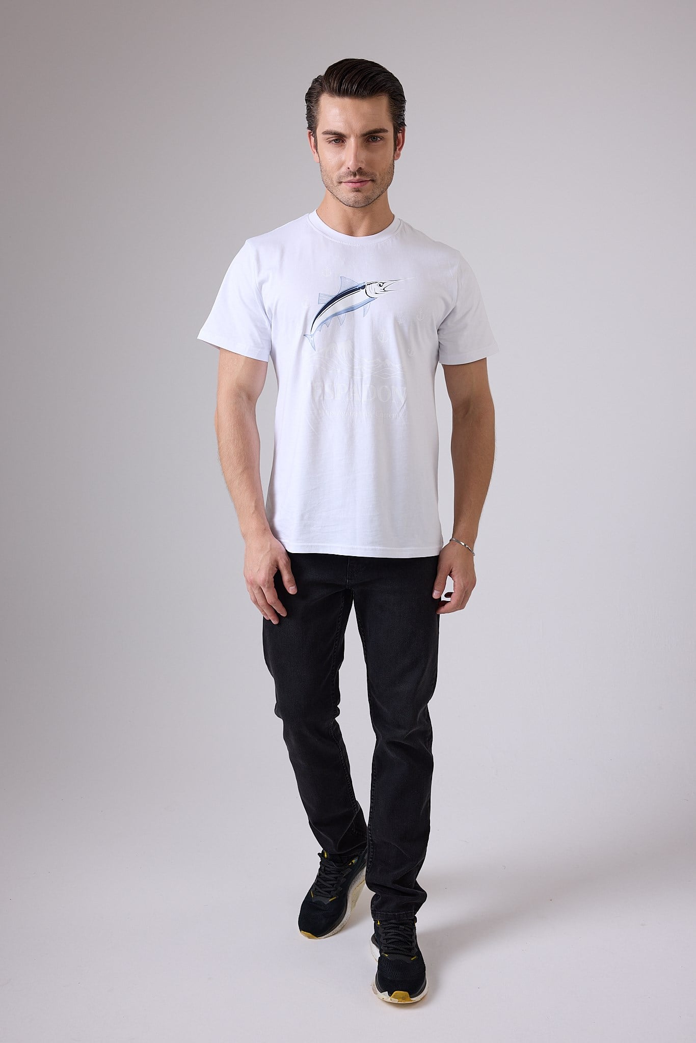 MARINE TEE™ Deniz Temalı Ribana Bisiklet Yaka Pamuk T-Shirt