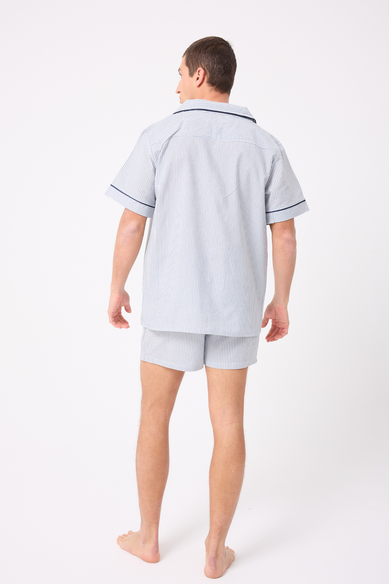 MARISILK™ SEASTRIPE Erkek Yazlık Şortlu Gömlekli Pijama & Lounge Takımı