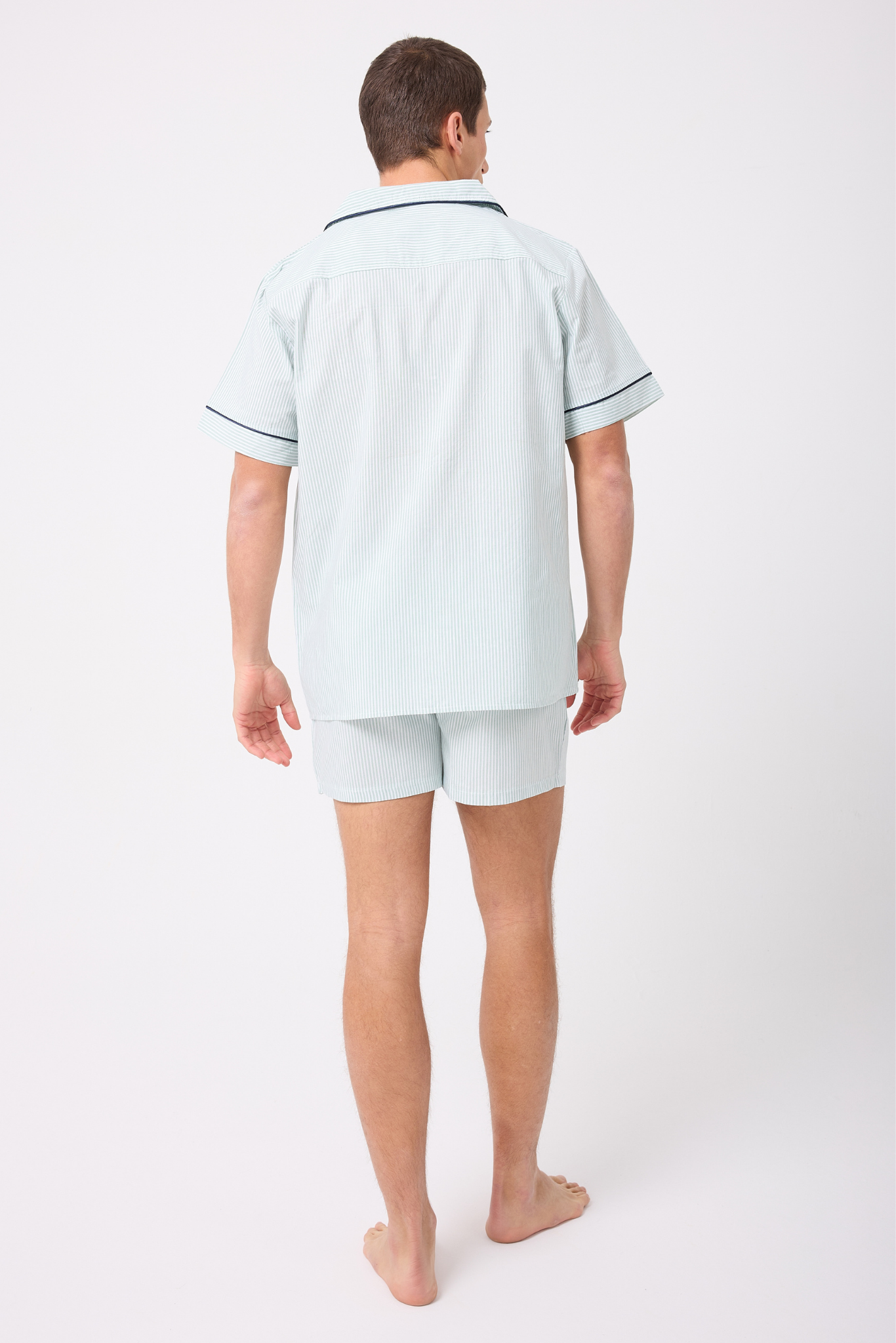 MARISILK™ SEASTRIPE Erkek Yazlık Şortlu Gömlekli Pijama & Lounge Takımı