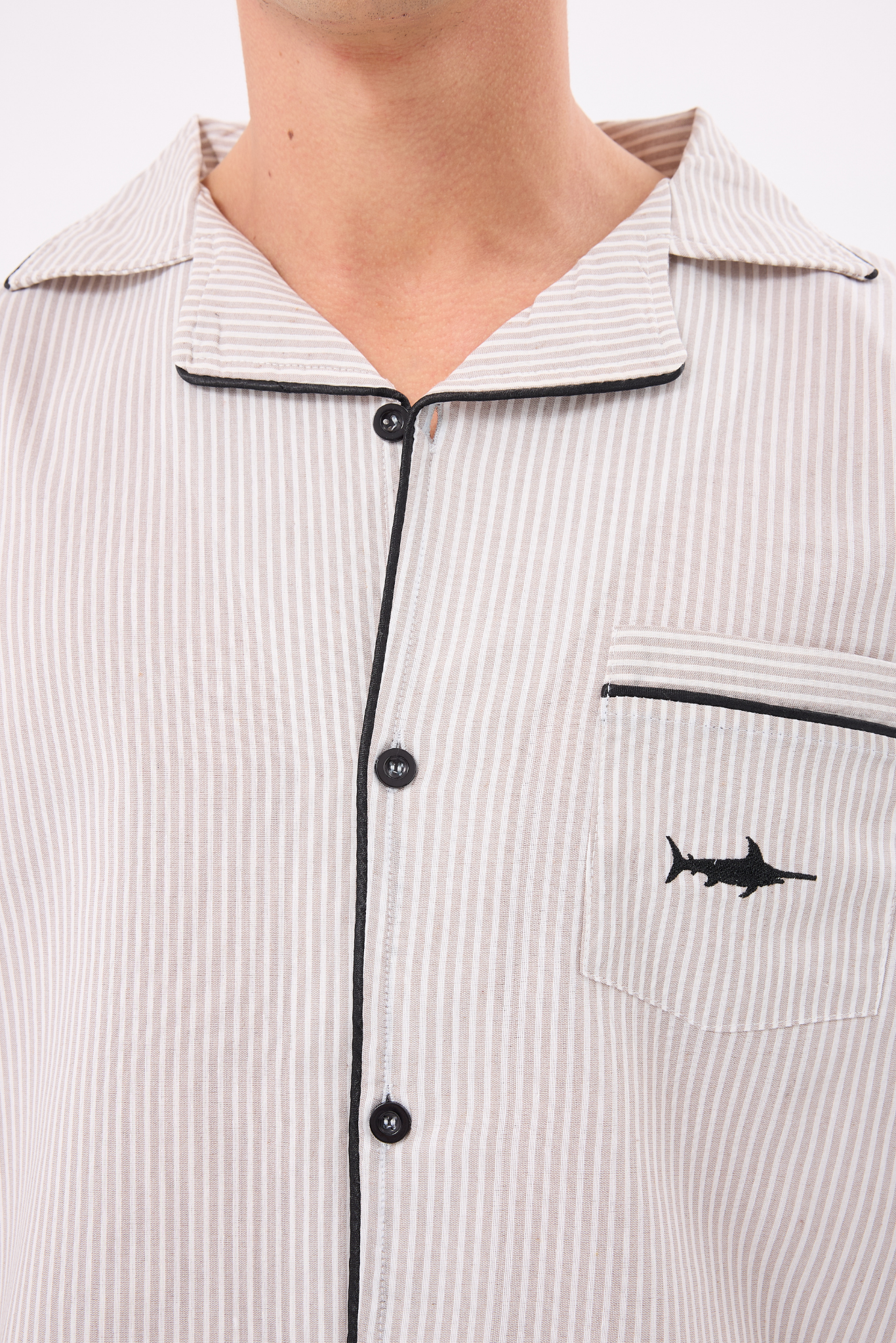 MARISILK™ SEASTRIPE Erkek Yazlık Şortlu Gömlekli Pijama & Lounge Takımı