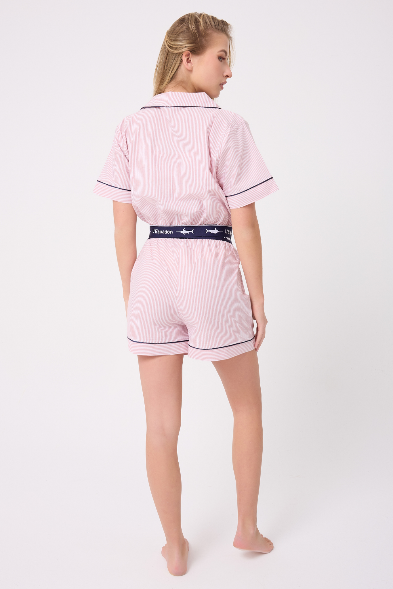 MARISILK™ SEASTRIPE Kadın Yazlık Şortlu Crop Gömlekli Pijama & Lounge Takımı 