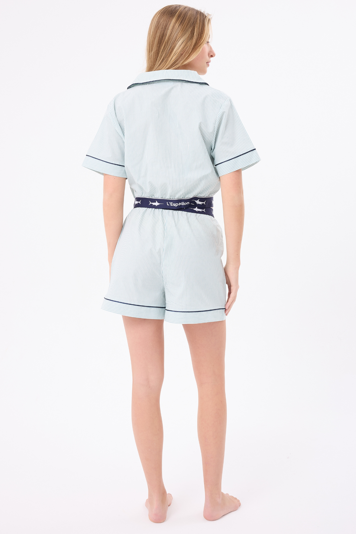 MARISILK™ SEASTRIPE Kadın Yazlık Şortlu Crop Gömlekli Pijama & Lounge Takımı
