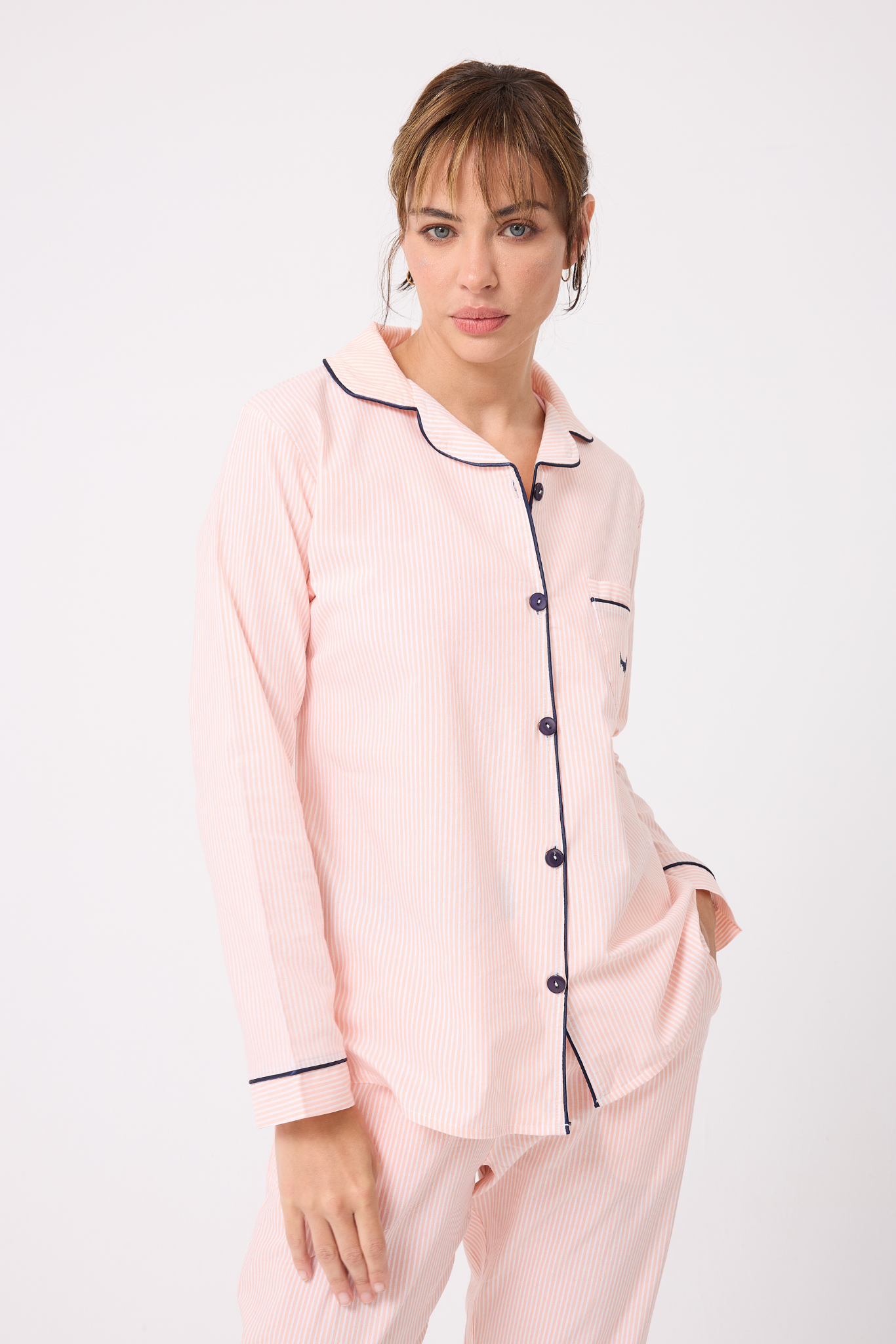MARISILK™ SEASTRIPE Premium Dokuma Uzun Kollu Uzun Pantolonlu Kadın Pijama & Lounge Takımı