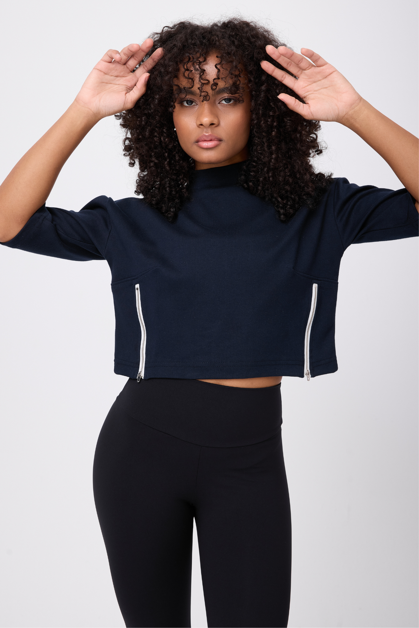 SIDEVENT™ Her İki Yanı Fermuarlı Crop Sweatshirt