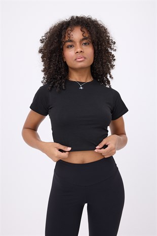 COTTONÉLLE™ Minimal Günlük Crop Top T-Shirt
