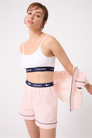 MARISILK™ Kadın Yazlık Şortlu Crop Gömlekli Pijama & Lounge Takımı