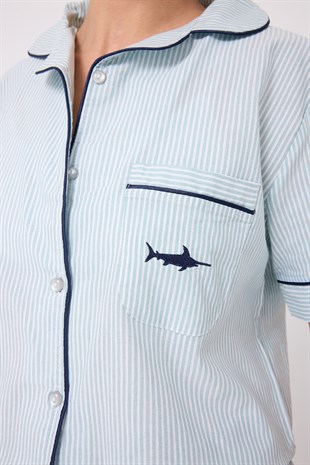 MARISILK™ Kadın Yazlık Şortlu Crop Gömlekli Pijama & Lounge Takımı