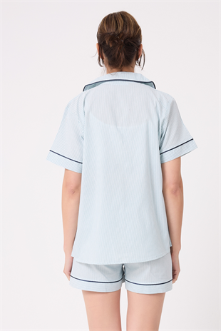 L’ESPADON MARISILK™ Kadın Yazlık Şortlu Uzun Gömlekli Pijama & Lounge Takımı 