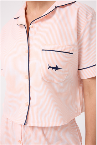 MARISILK™ Kadın Yazlık Şortlu Crop Gömlekli Pijama & Lounge Takımı