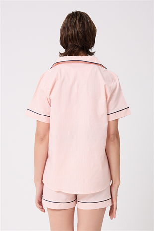  MARISILK™ Kadın Yazlık Şortlu Uzun Gömlekli Pijama & Lounge Takımı 