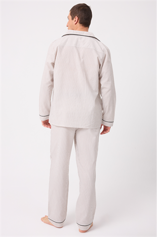 MARISILK™ Premium Dokuma Uzun Kollu Uzun Paçalı Erkek Pijama Takımı