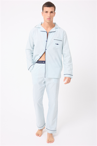 MARISILK™ Premium Dokuma Uzun Kollu Uzun Paçalı Erkek Pijama Takımı