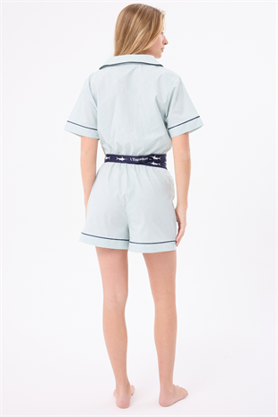 MARISILK™ SEASTRIPE Kadın Yazlık Şortlu Crop Gömlekli Pijama & Lounge Takımı