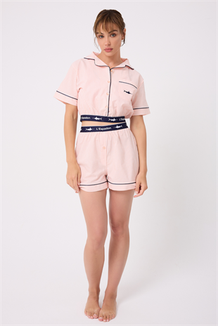 MARISILK™ SEASTRIPE Kadın Yazlık Şortlu Crop Gömlekli Pijama & Lounge Takımı