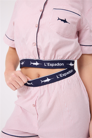 MARISILK™ SEASTRIPE Kadın Yazlık Şortlu Crop Gömlekli Pijama & Lounge Takımı 