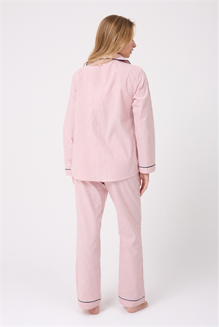 MARISILK™ SEASTRIPE Premium Dokuma Uzun Kollu Uzun Pantolonlu Kadın Pijama & Lounge Takımı